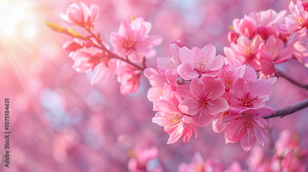 Cherry Blossoms in Full Bloom with Soft Sunlight.. Cherry Blossoms in Full Bloom with Soft Sunlight..