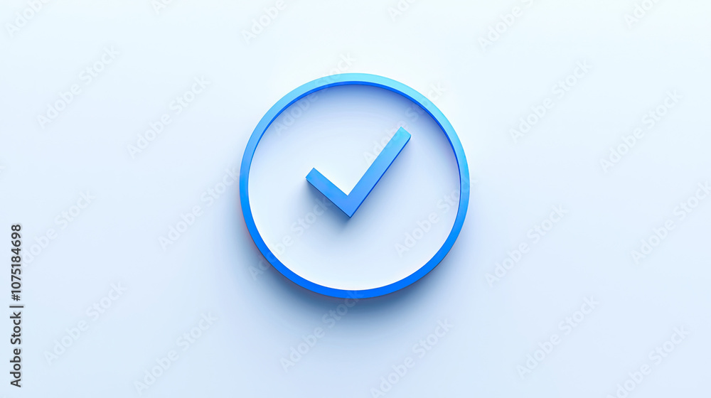 3D blue check mark icon in circular outline, symbolizing approval and confirmation 3D blue check mark icon in circular outline, symbolizing approval and confirmation