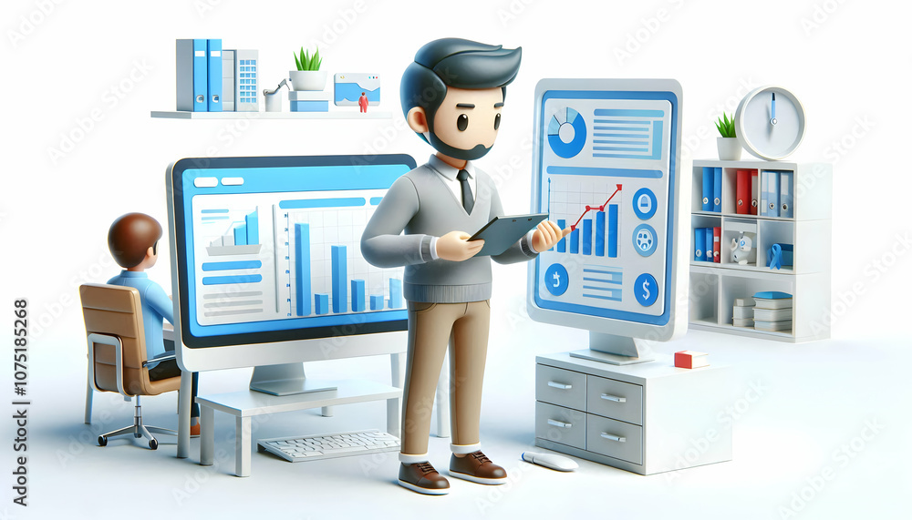 3D Community Manager Data Analysis Metric Reviews Strategic Planning Modern Office Concept with Ample Copy Space for Text, Isolated 3D Icon on White Background, Community Engagement Visualization 3D Community Manager Data Analysis Metric Reviews Strategic Planning Modern Office Concept with Ample Copy Space for Text, Isolated 3D Icon on White Background, Community Engagement Visualization
