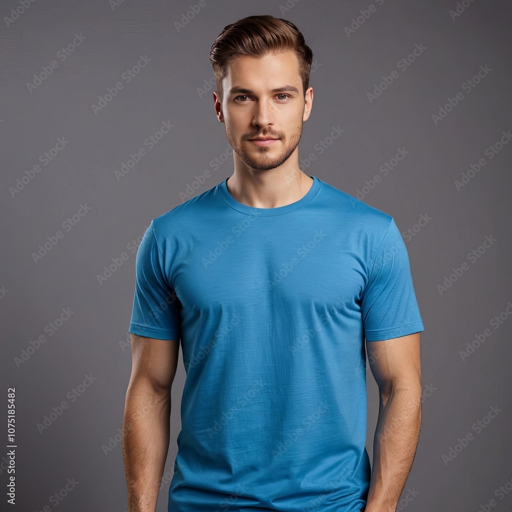 Fototapeta premium modelo remera lisa sin estampa para mockup, diseño, moda, indumentaria 