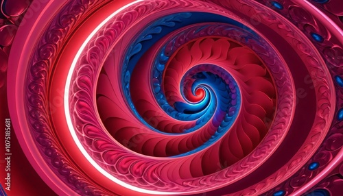 Abstract red futuristic macro rounded forms