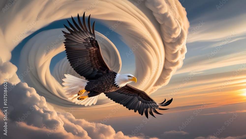 Obraz premium Bird Flying Through Clouds, generative AI