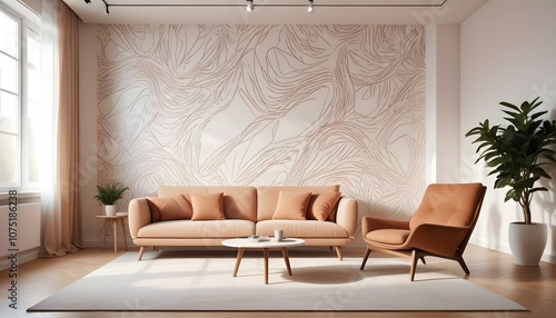 Fototapeta Naklejka Na Ścianę i Meble -  Photo interior modern design room 3d illustration