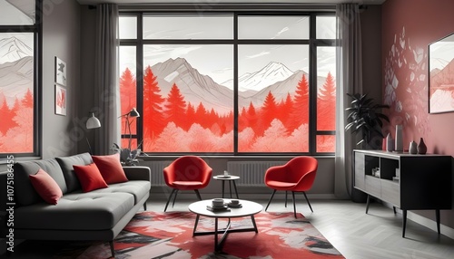 Fototapeta Naklejka Na Ścianę i Meble -  Photo interior modern design room 3d illustration