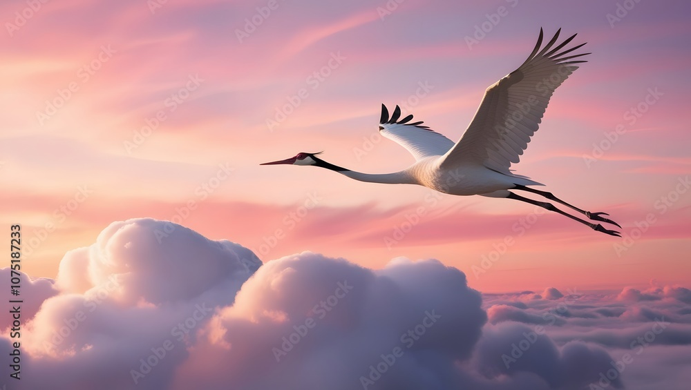 Obraz premium Bird Flying Through Clouds, generative AI