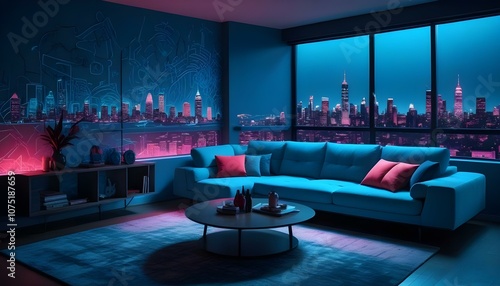 Fototapeta Naklejka Na Ścianę i Meble -  Photo interior modern design room 3d illustration