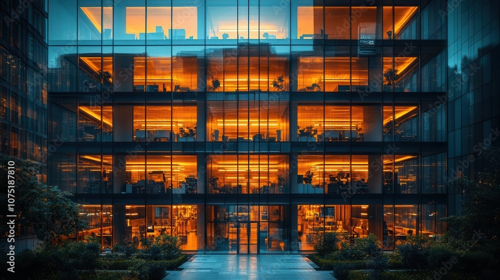 sleek modern office building with a striking glass facade, showcasing contemporary corporate architecture, surrounded by urban landscape and capturing the essence of modern business life sleek modern office building with a striking glass facade, showcasing contemporary corporate architecture, surrounded by urban landscape and capturing the essence of modern business life