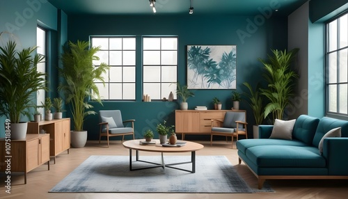 Fototapeta Naklejka Na Ścianę i Meble -  Photo interior modern design room 3d illustration