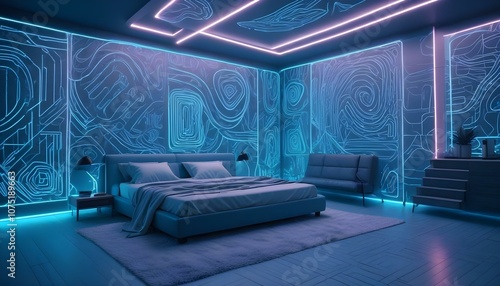 Fototapeta Naklejka Na Ścianę i Meble -  Photo interior modern design room 3d illustration