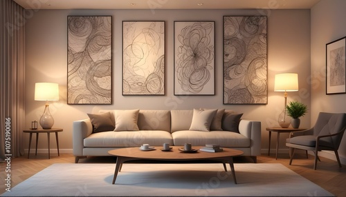 Fototapeta Naklejka Na Ścianę i Meble -  Photo interior modern design room 3d illustration