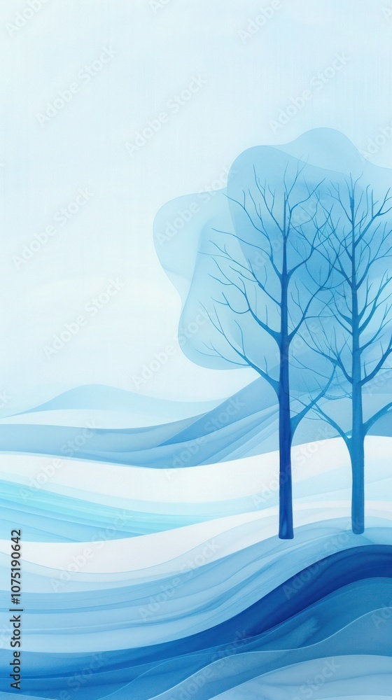 Fototapeta premium Snowy forest edge with 