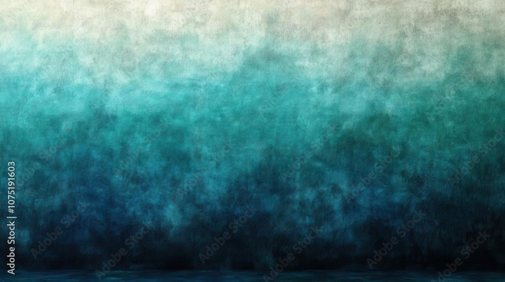 Obraz premium soft grainy gradient transitioning from light aqua green to deep ocean green, creating a smooth and calming backdrop ideal for banners and design projects