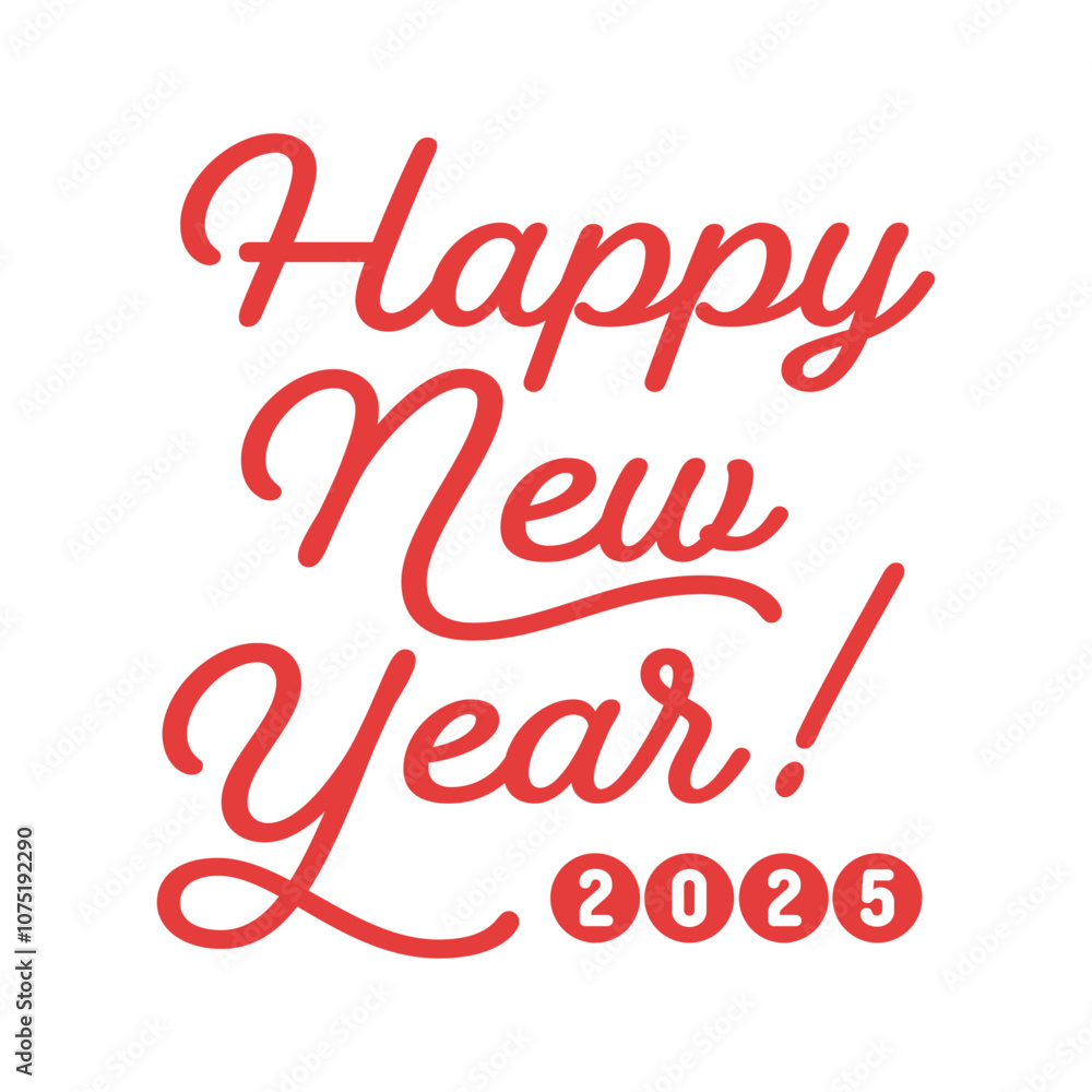Happy New Year 2025の赤い文字 - 2025年の英語の賀詞 - お正月や年賀状のデザイン素材 Happy New Year 2025の赤い文字 - 2025年の英語の賀詞 - お正月や年賀状のデザイン素材