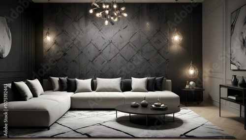 Fototapeta Naklejka Na Ścianę i Meble -  Photo interior modern design room 3d illustration