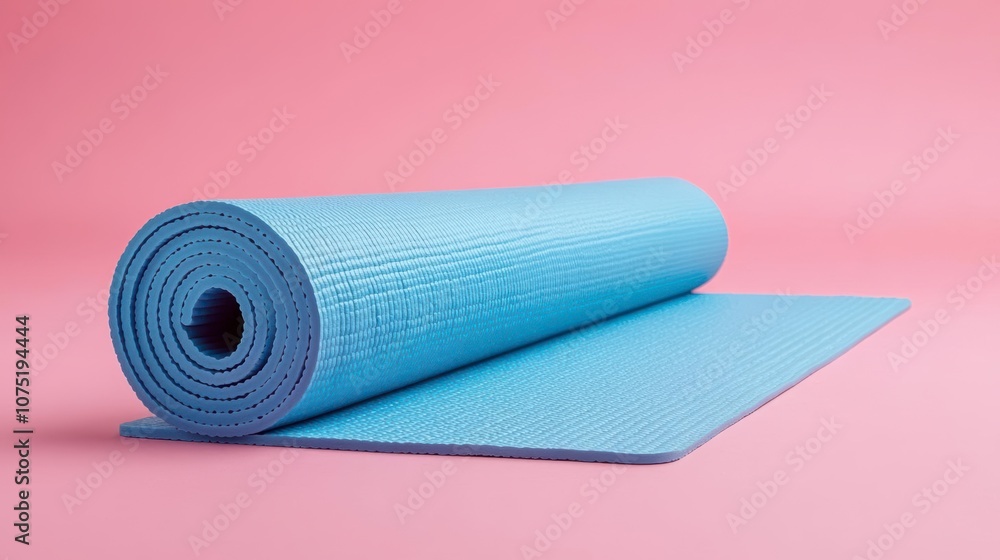 Rolled up exercise mat with textured surface Rolled up exercise mat with textured surface