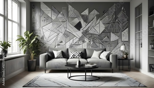 Fototapeta Naklejka Na Ścianę i Meble -  Photo interior modern design room 3d illustration