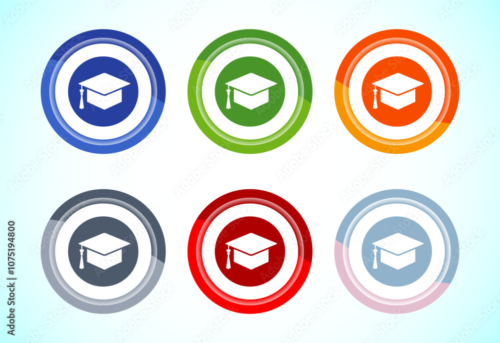 Graduation hat icon design, academic cap icon for apps and websites Graduation hat icon design, academic cap icon for apps and websites