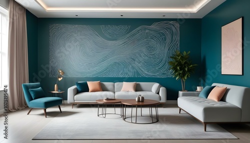 Fototapeta Naklejka Na Ścianę i Meble -  Photo interior modern design room 3d illustration