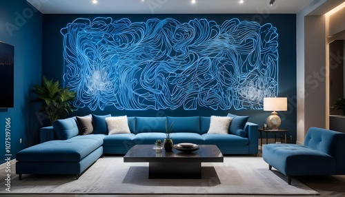 Fototapeta Naklejka Na Ścianę i Meble -  Photo interior modern design room 3d illustration