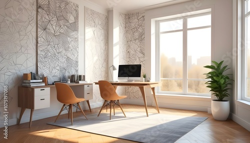 Photo interior modern design room 3d illustration