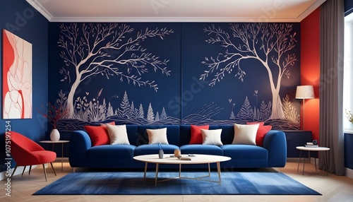 Photo interior modern design room 3d illustration