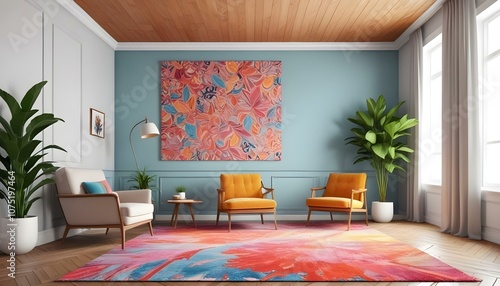 Photo interior modern design room 3d illustration