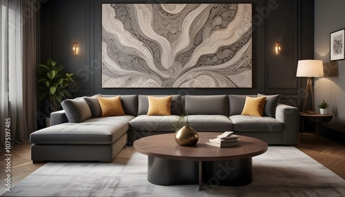 Fototapeta Naklejka Na Ścianę i Meble -  Photo interior modern design room 3d illustration