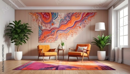 Photo interior modern design room 3d illustration