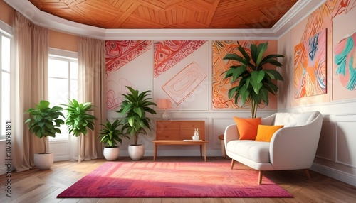 Photo interior modern design room 3d illustration