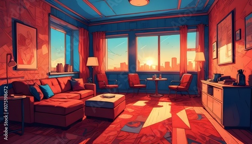 Photo interior modern design room 3d illustration