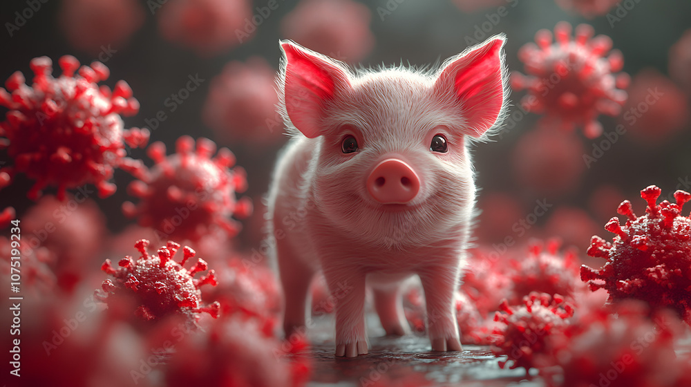 Close-up of a cute pig with a coronavirus-themed background
Close-up of a cute pig with a coronavirus-themed background
