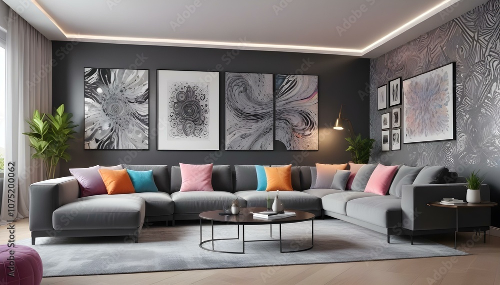 Fototapeta premium Photo interior modern design room 3d illustration