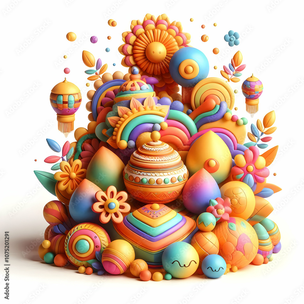 3D Soft Abstract Pongal Joy Concept - Vibrant Digital Art Celebrating Happiness, Prosperity, Joyful Motifs for Magazine Advertisement, Isolated Icon on White Background, Perfect for Creative Marketing 3D Soft Abstract Pongal Joy Concept - Vibrant Digital Art Celebrating Happiness, Prosperity, Joyful Motifs for Magazine Advertisement, Isolated Icon on White Background, Perfect for Creative Marketing