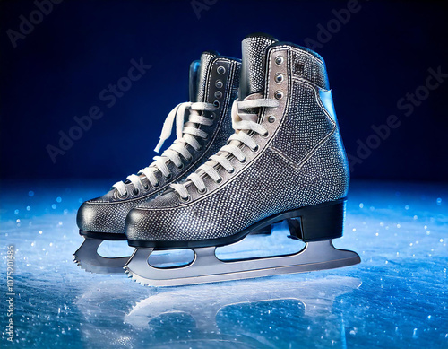 futuristische Starslide Schlittschuhe auf einer Eisfläche photo