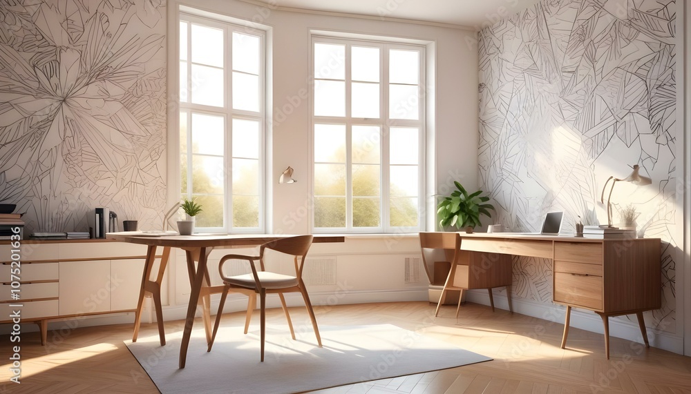 Fototapeta premium Photo interior modern design room 3d illustration