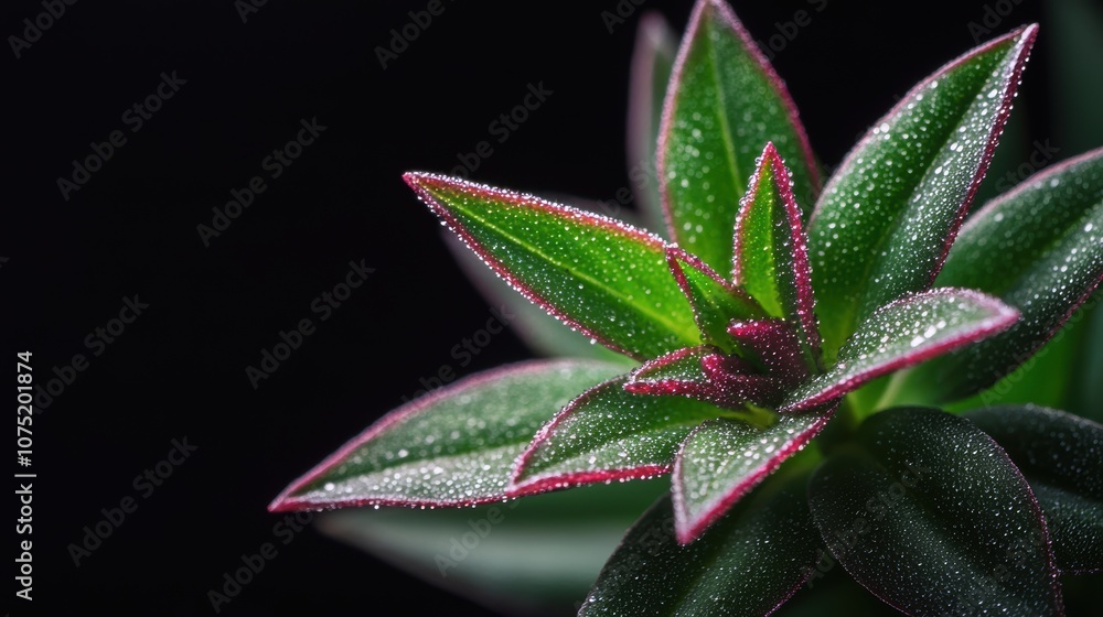 Close-up of a succulent with dew droplets on vibrant leaves Close-up of a succulent with dew droplets on vibrant leaves