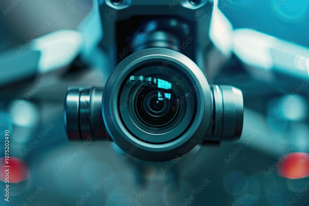 Fototapeta premium photographed a close-up of a drones camera lens