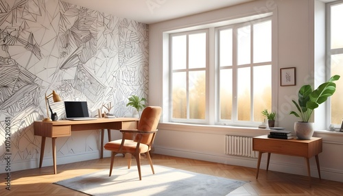 Fototapeta Naklejka Na Ścianę i Meble -  Photo interior modern design room 3d illustration