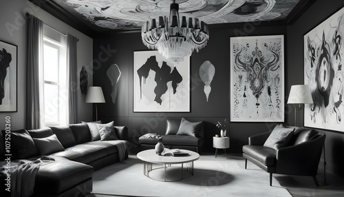 Fototapeta Naklejka Na Ścianę i Meble -  Photo interior modern design room 3d illustration