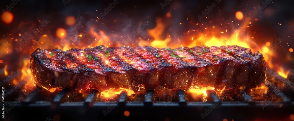 grilled beef ribeye steak sizzling on a flaming grill highlighting the juicy texture and mouthwatering appeal set against a backdrop of vibrant colors to evoke culinary delight grilled beef ribeye steak sizzling on a flaming grill highlighting the juicy texture and mouthwatering appeal set against a backdrop of vibrant colors to evoke culinary delight