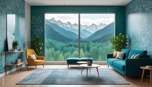 Fototapeta Naklejka Na Ścianę i Meble -  Photo interior modern design room 3d illustration