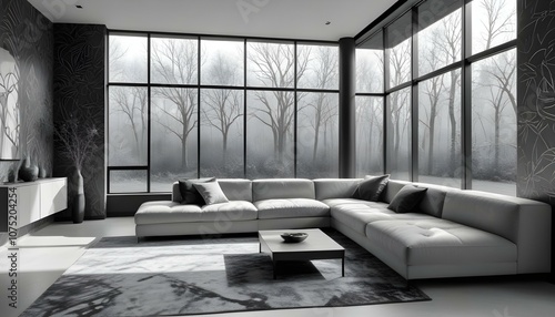 Fototapeta Naklejka Na Ścianę i Meble -  Photo interior modern design room 3d illustration