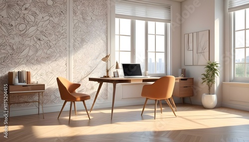 Fototapeta Naklejka Na Ścianę i Meble -  Photo interior modern design room 3d illustration