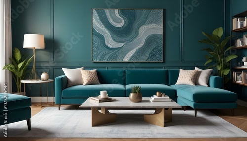 Fototapeta Naklejka Na Ścianę i Meble -  Photo interior modern design room 3d illustration