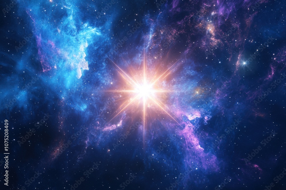 Fototapeta premium A Bright Star Exploding in a Star-Filled Nebula