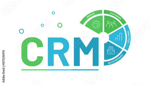 CRM system or customer relationship management system in the form of a banner for a presentation or website