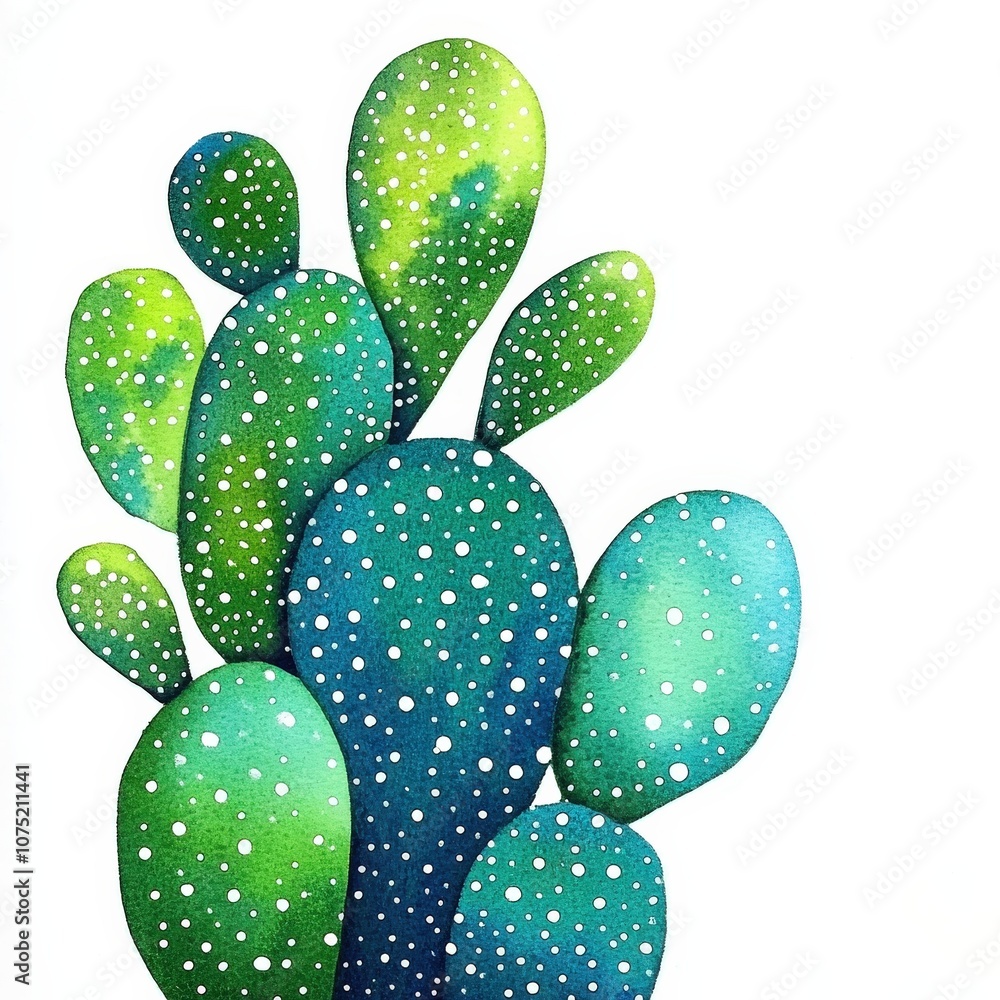 Colorful cactus with dotted patterns on a white background. Colorful cactus with dotted patterns on a white background.