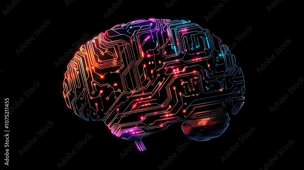 A glowing brain made of digital circuits, representing innovation, futuristic concept art, cool tones A glowing brain made of digital circuits, representing innovation, futuristic concept art, cool tones