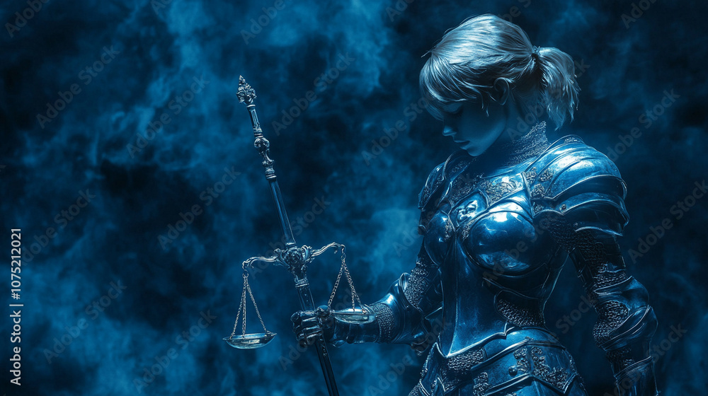 woman, symbol of justice, stands with sword and scales in her hands woman, symbol of justice, stands with sword and scales in her hands