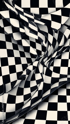 Checkerboard distortion with squares bending into wave patterns